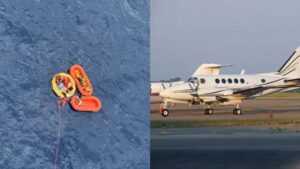 Avión se estrella en el mar y de milagro sobrevivientes sus pasajeros